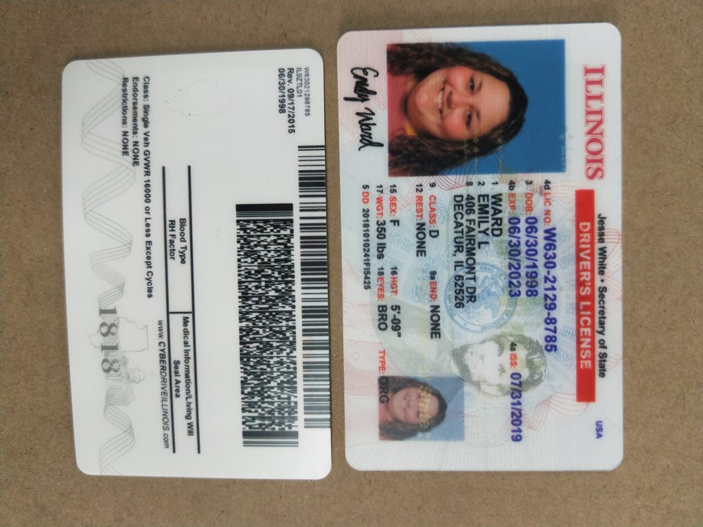 fake illinois id card