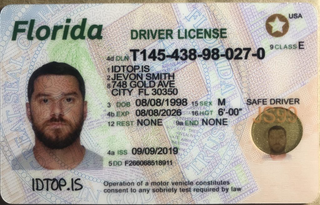 drivers license fake id template