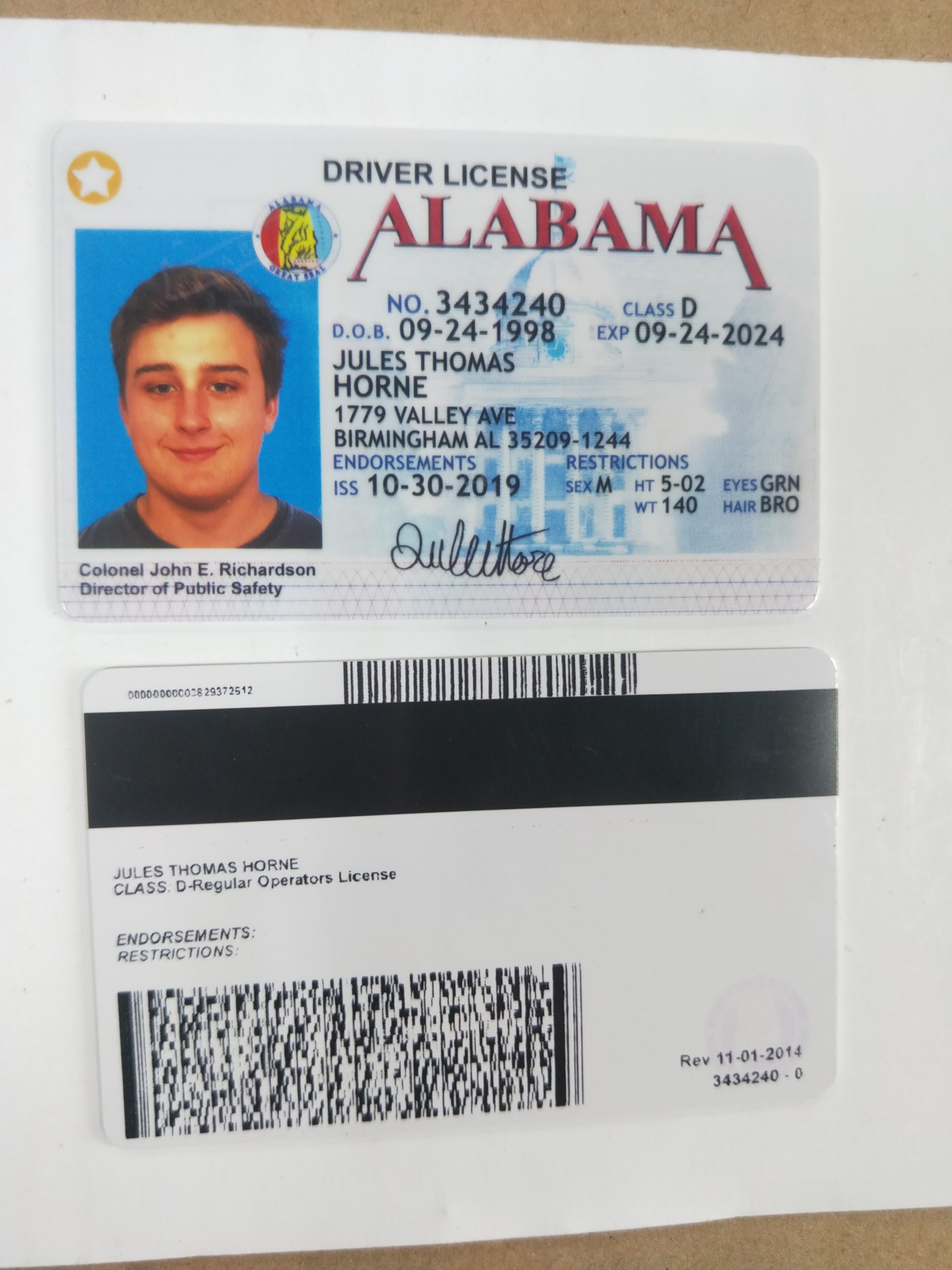 fake alabama drivers license template