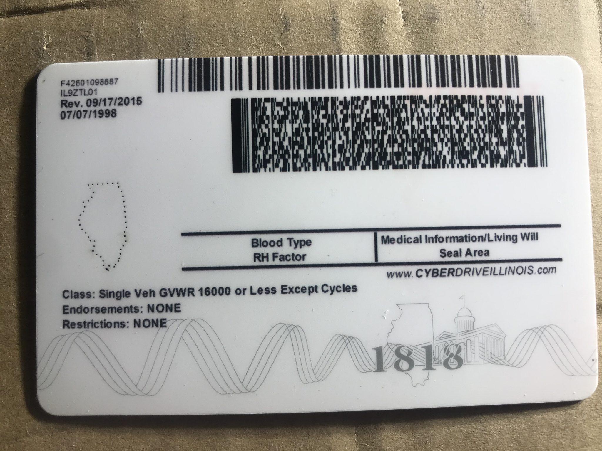 fake illinois drivers license template